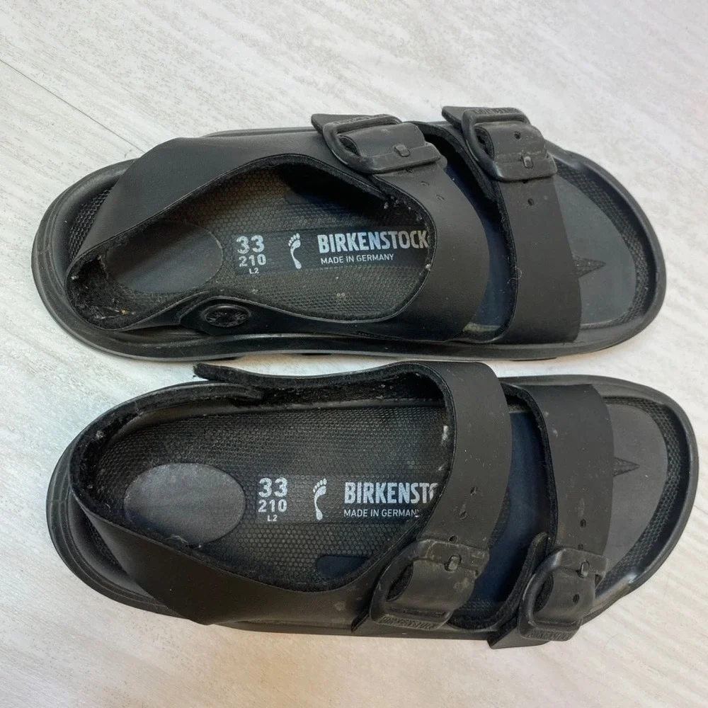 Birkenstock Kids Size 33 Milano Sandals Backstrap Black Birko-Flor Comfort Shoes